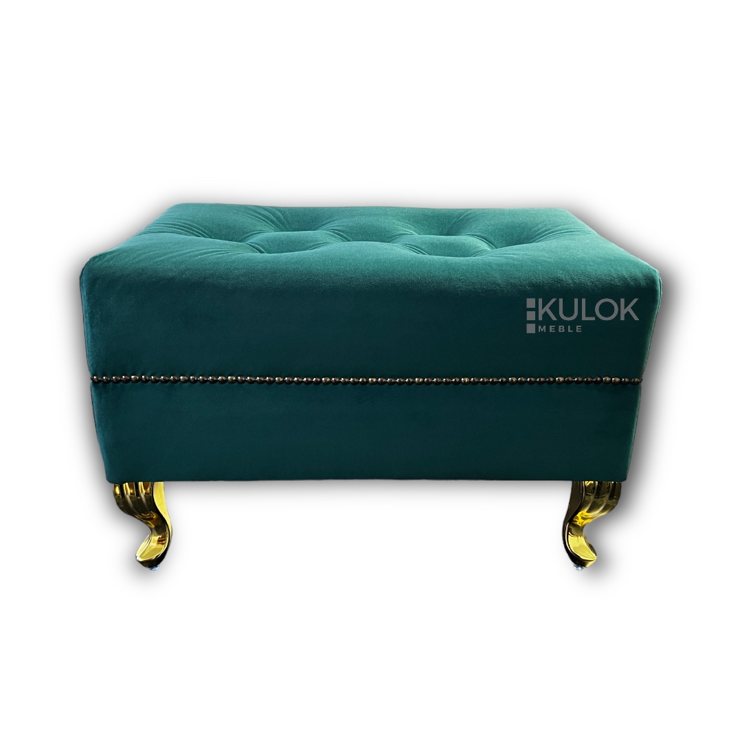 Zielony podnóżek glamour do salonu w stylu chesterfield na wymiar od producent.